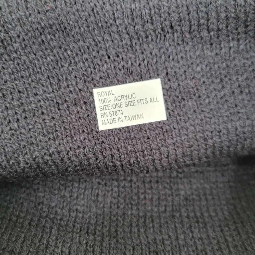 Vintage 90s Deadstock Beanie with Floral Faux Fair Isle Pattern Black NEW - Picture 3 of 5